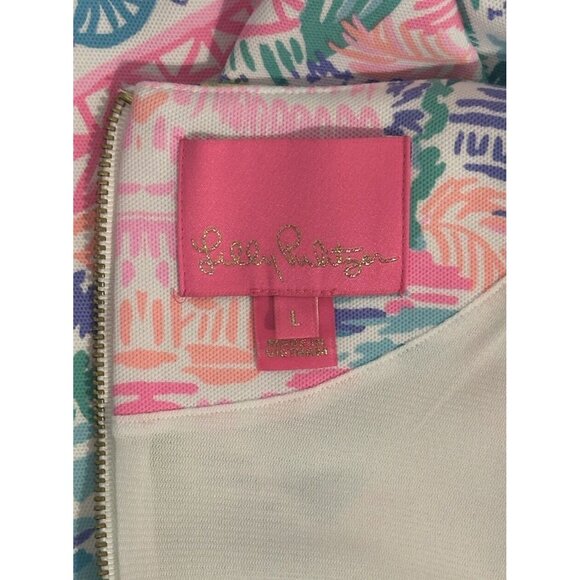Lilly Pulitzer LARGE Gellar Shift Dress – Private Island Print -White Pink Green - Picture 7 of 7